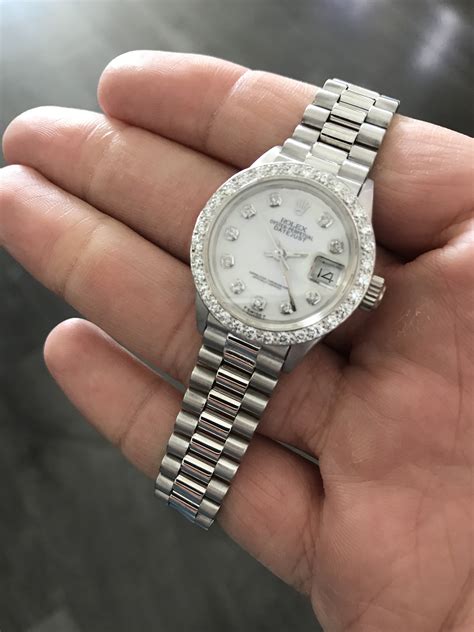 ladies white gold presidential rolex